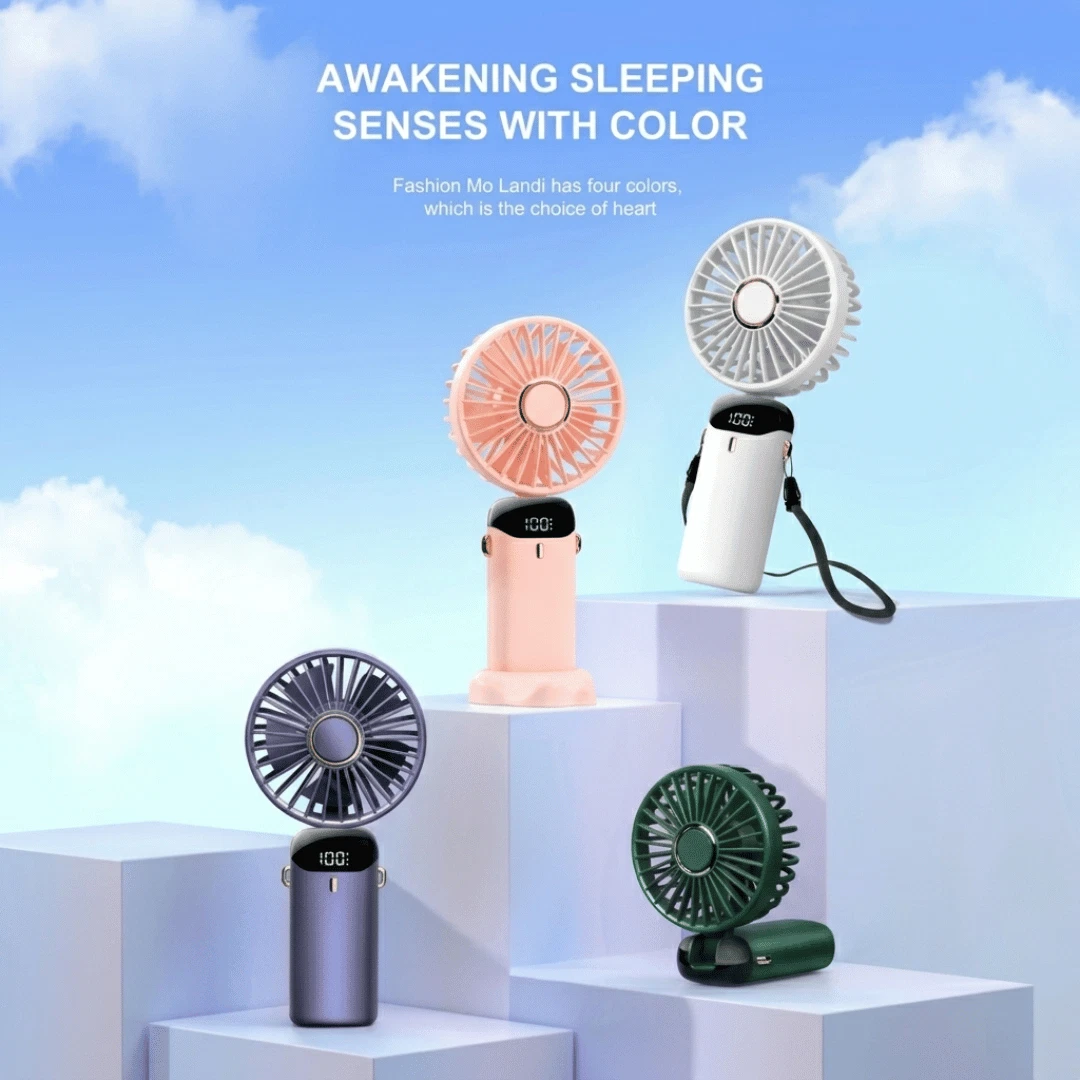 USB Rechargeable Handheld Fan Portable Mini Desk Fan 5 Speed Adjustable Foldable