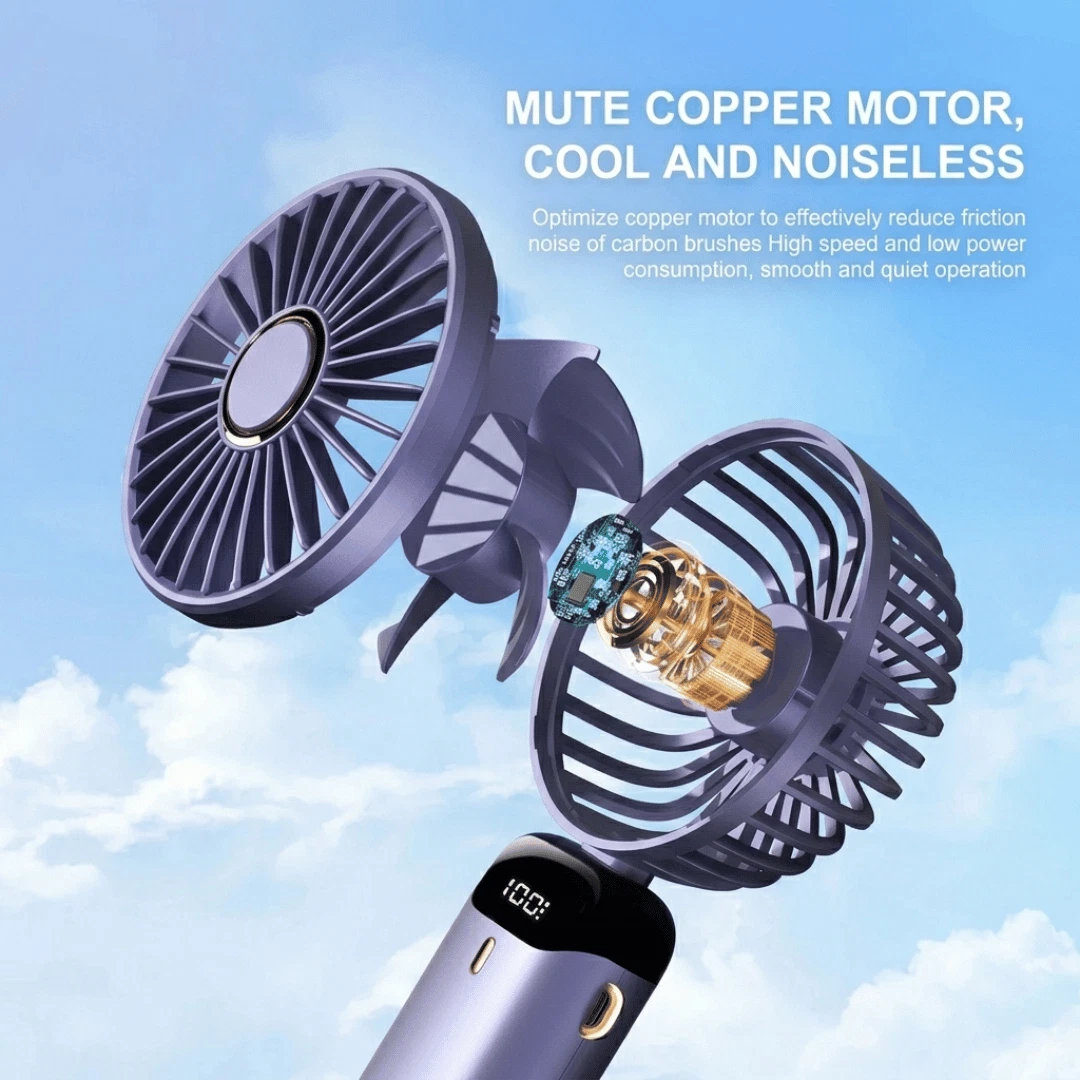 USB Rechargeable Handheld Fan Portable Mini Desk Fan 5 Speed Adjustable Foldable