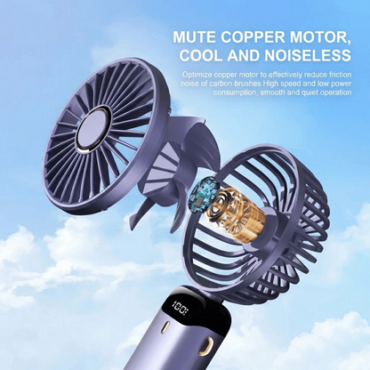 USB Rechargeable Handheld Fan Portable Mini Desk Fan 5 Speed Adjustable Foldable