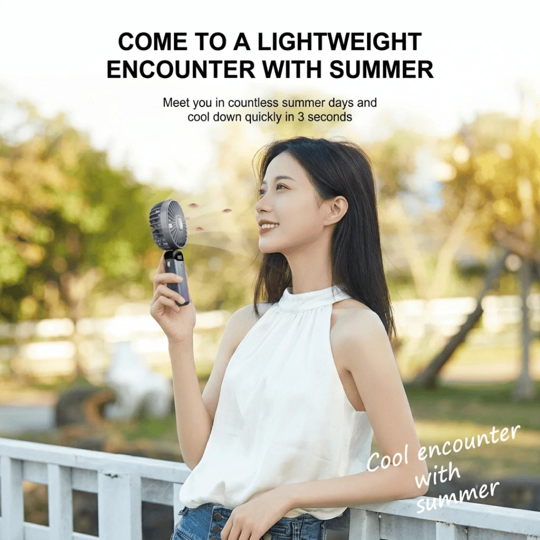 USB Rechargeable Handheld Fan Portable Mini Desk Fan 5 Speed Adjustable Foldable