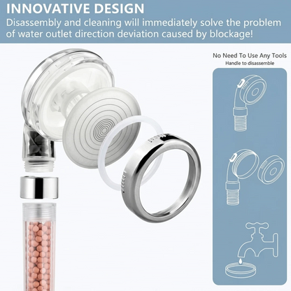 Shower Head High Pressure Universal 30% Water Saving Large Bath 3 Mineral Balls