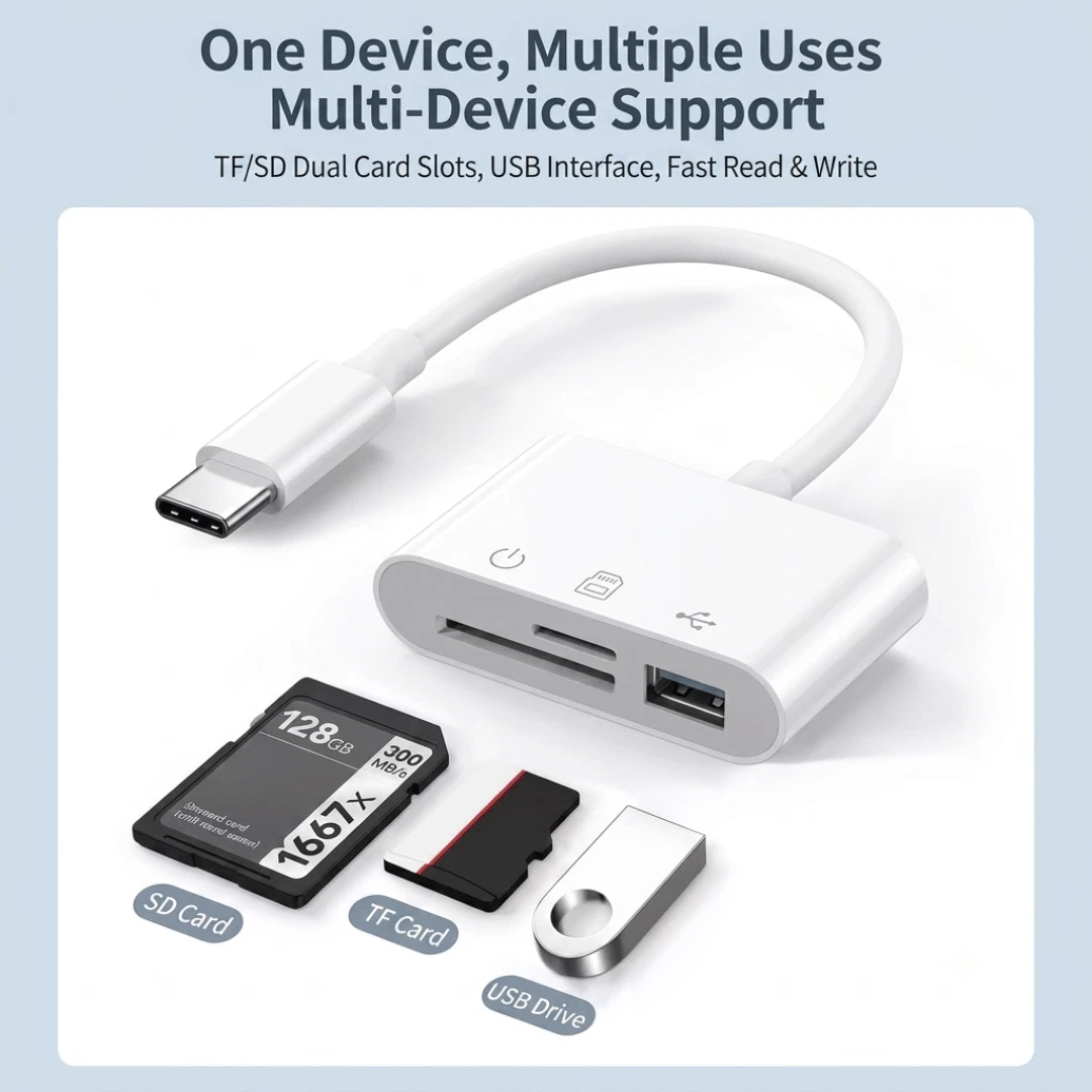 USB C SD Card Reader for iPhone iPad Android Mac | Micro SD SDHC SDXC