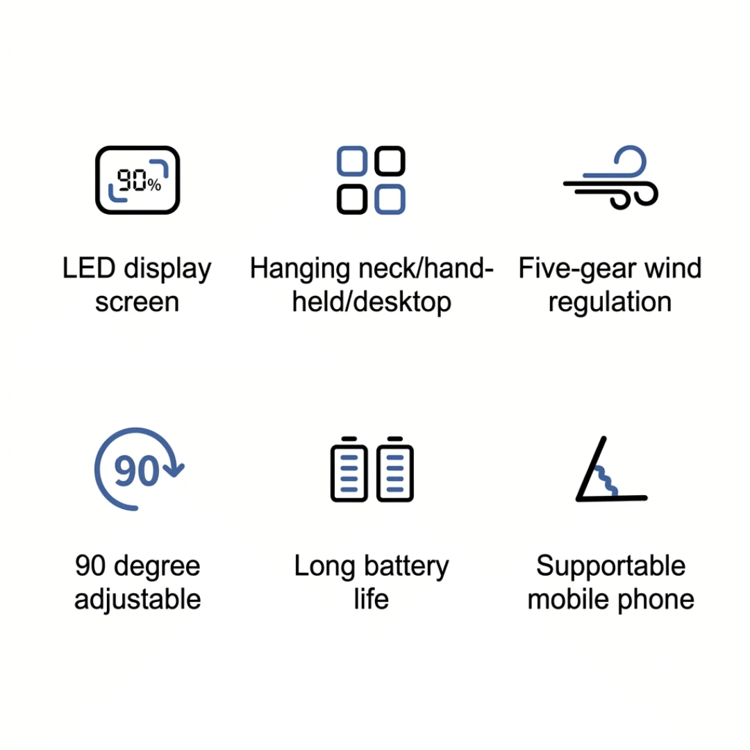 USB Rechargeable Handheld Fan Portable Mini Desk Fan 5 Speed Adjustable Foldable