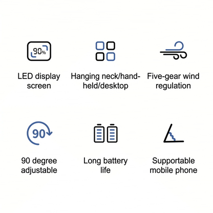 USB Rechargeable Handheld Fan Portable Mini Desk Fan 5 Speed Adjustable Foldable