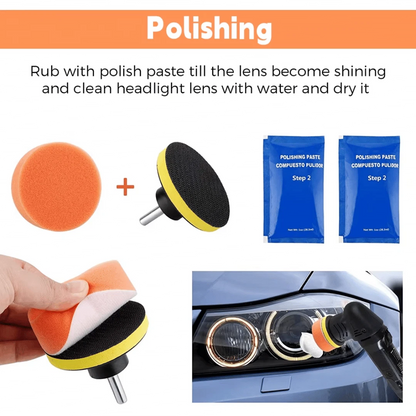 16pcs Car Headlight Lens Restoration Repair Kit Polishing Cleaner Cleaning Tools