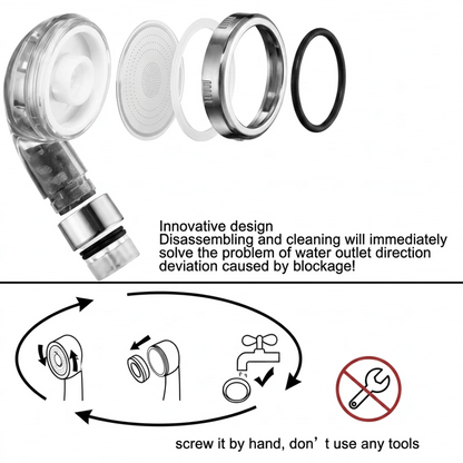 Shower Head High Pressure Universal 30% Water Saving Large Bath 3 Mineral Balls